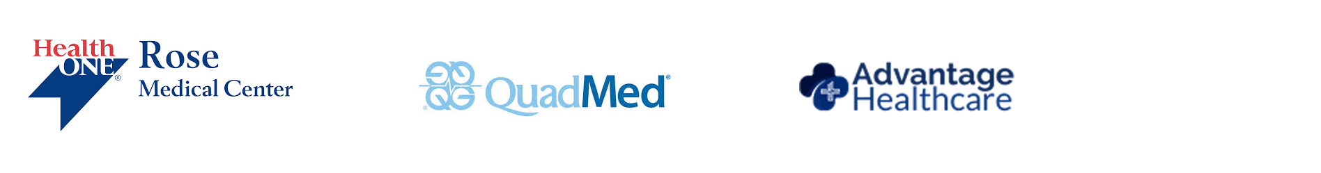 Rose Medica Center, Quad Med, and Advantage Healthcare logos